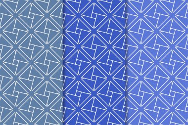 Geometrik süsler kümesi. Web, Tekstil ve duvar kağıtları için mavi dikey Dikişsiz desen