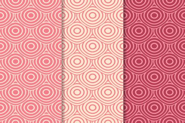 Kiraz kırmızısı geometrik süsler. Web, Tekstil ve duvar kağıtları için dikey Dikişsiz desen seti