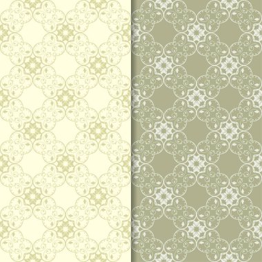 Zeytin yeşili çiçek arka planlar. Tekstil ve duvar kağıtları için dikişsiz desen seti