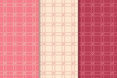 Kiraz kırmızısı geometrik süsler. Web, Tekstil ve duvar kağıtları için dikey Dikişsiz desen seti