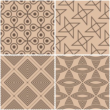 Geometrik desenler. Sorunsuz arka plan bej ve kahverengi kümesi. Vektör çizim