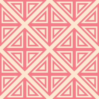 Kırmızı ve bej geometrik süsleme. Web, Tekstil ve duvar kağıtları için seamless modeli