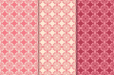 Çiçek süsler kümesi. Kiraz kırmızısı dikey Dikişsiz desen. Duvar kağıdı arka plan