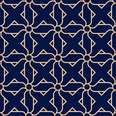 Altın mavi geometrik süsleme. Web, Tekstil ve duvar kağıtları için seamless modeli