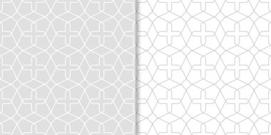 Işık gri geometrik süsler. Web, Tekstil ve duvar kağıtları için dikişsiz desen seti