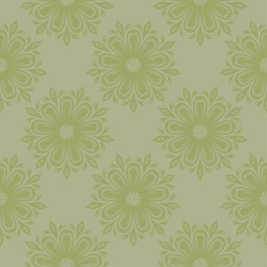 Zeytin yeşili çiçek süs tasarım. Tekstil ve duvar kağıtları için seamless modeli