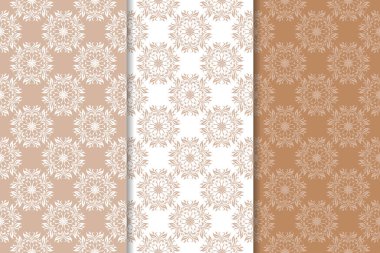 Kahverengi çiçek arka planlar. Tekstil ve duvar kağıtları için dikişsiz desen seti