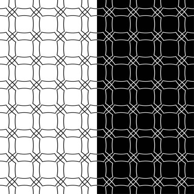 Siyah ve beyaz geometrik süsler. Web, Tekstil ve duvar kağıtları için dikişsiz desen seti