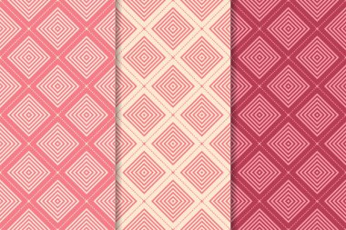 Geometrik süsler kümesi. Web, Tekstil ve duvar kağıtları için kiraz kırmızı Dikişsiz desen