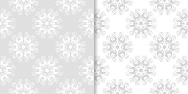 Işık gri çiçek arka planlar. Tekstil ve duvar kağıtları için dikişsiz desen seti