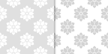 Işık gri çiçek arka planlar. Tekstil ve duvar kağıtları için dikişsiz desen seti