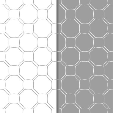 Gri ve beyaz geometrik süsler. Web, Tekstil ve duvar kağıtları için dikişsiz desen seti