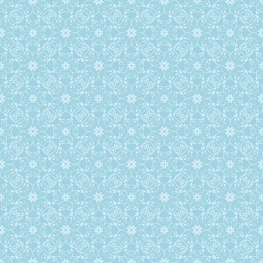 Beyaz ve mavi çiçek süs tasarım. Tekstil ve duvar kağıtları için seamless modeli