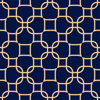 Koyu mavi zemin üzerine altın geometrik yazdır. Web, Tekstil ve duvar kağıtları için seamless modeli