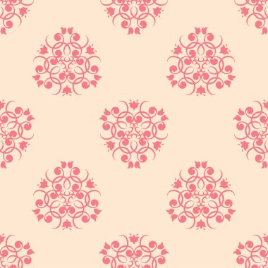 Bej renkli arka plan üzerinde kırmızı çiçek tasarım. Tekstil ve duvar kağıtları için seamless modeli