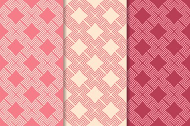 Web, Tekstil ve duvar kağıtları için dikey Dikişsiz desen kiraz kırmızı geometrik dizi