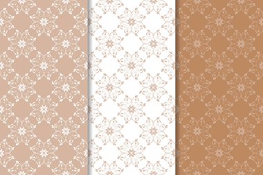 Kahverengi çiçek süsler. Tekstil ve duvar kağıtları için dikey Dikişsiz desen seti