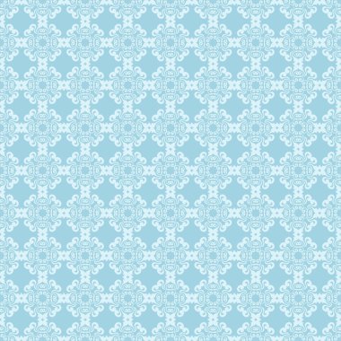 Beyaz ve mavi çiçek süs tasarım. Tekstil ve duvar kağıtları için seamless modeli