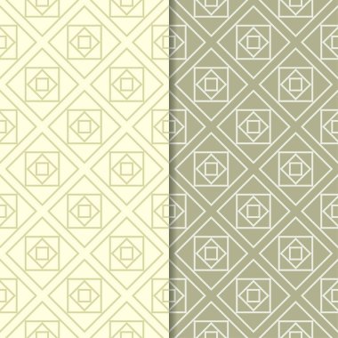 Zeytin yeşili geometrik süsler. Web, Tekstil ve duvar kağıtları için dikişsiz desen seti