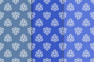 Çiçek desenleri kümesi. Mavi dikey Dikişsiz desen. Duvar kağıdı arka plan