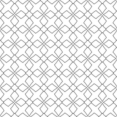 Beyaz arka planda siyah geometrik süsleme. Web, Tekstil ve duvar kağıtları için seamless modeli