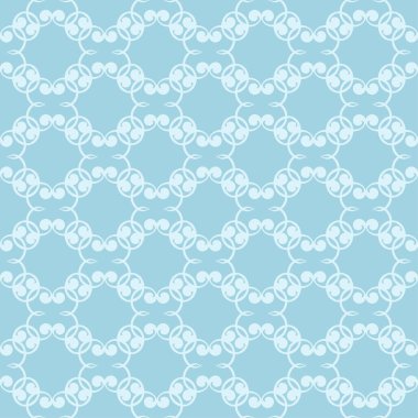 Mavi zemin üzerine beyaz çiçek desenli. Tekstil ve duvar kağıtları için sorunsuz süsleme