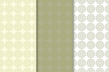 Zeytin yeşili kümesi çiçek süsler. Tekstil ve duvar kağıtları için dikişsiz desen