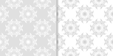 Işık gri çiçek süsler. Tekstil ve duvar kağıtları için dikişsiz desen seti