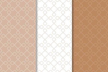 Geometrik süsler kümesi. Kahverengi ve beyaz Dikişsiz desen web, Tekstil ve duvar kağıtları için