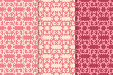 Çiçek süsler kümesi. Kiraz pembe dikey Dikişsiz desen. Duvar kağıdı arka plan