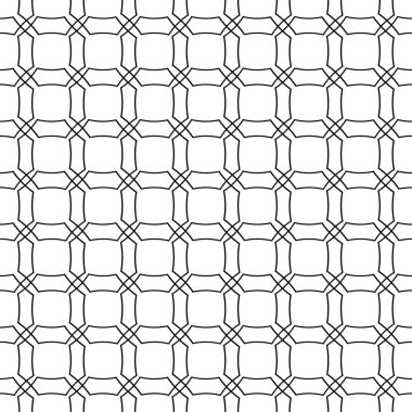 Beyaz arka planda siyah geometrik süsleme. Web, Tekstil ve duvar kağıtları için seamless modeli