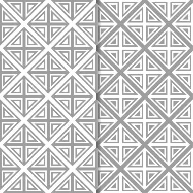 Gri ve beyaz geometrik süsler. Web, Tekstil ve duvar kağıtları için dikişsiz desen seti