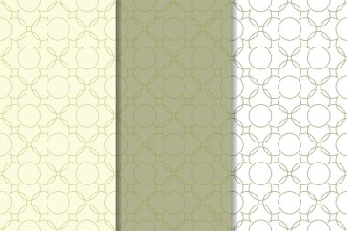 Zeytin yeşili ve beyaz geometrik süsler. Web, Tekstil ve duvar kağıtları için dikey Dikişsiz desen seti