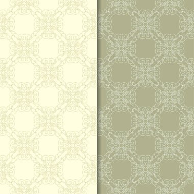 Zeytin yeşili çiçek arka planlar. Tekstil ve duvar kağıtları için dikişsiz desen seti