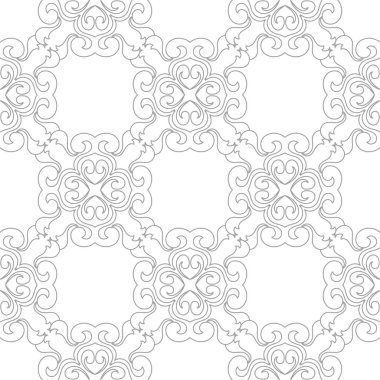 Beyaz arka plan üzerine açık gri çiçek süsleme. Tekstil ve duvar kağıtları için seamless modeli