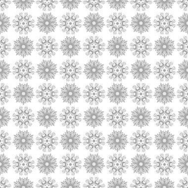 Beyaz arka plan üzerine açık gri çiçek süsleme. Tekstil ve duvar kağıtları için seamless modeli