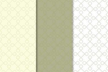 Geometrik süsler kümesi. Zeytin yeşili ve beyaz Dikişsiz desen web, Tekstil ve duvar kağıtları için