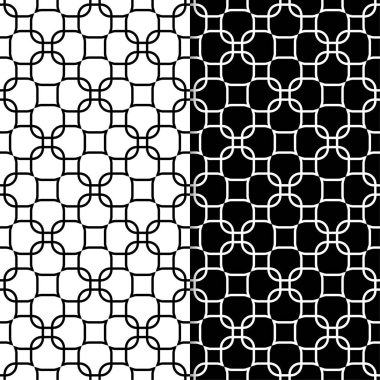 Siyah ve beyaz geometrik yazdırır. Web, Tekstil ve duvar kağıtları için dikişsiz desen seti