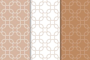 Kahverengi ve beyaz geometrik süsler. Web, Tekstil ve duvar kağıtları için dikişsiz desen seti