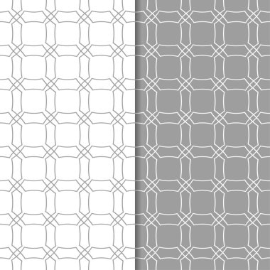 Gri ve beyaz geometrik süsler. Web, Tekstil ve duvar kağıtları için dikişsiz desen seti