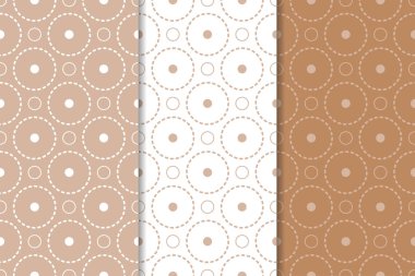 Kahverengi ve beyaz geometrik süsler. Web, Tekstil ve duvar kağıtları için dikişsiz desen seti