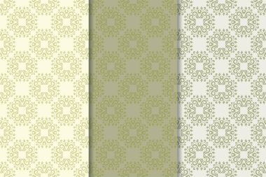 Çiçek süsler kümesi. Zeytin yeşil dikey Dikişsiz desen seti. Duvar kağıdı arka plan