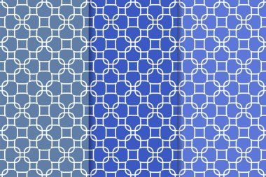 Web, Tekstil ve duvar kağıtları için geometrik Dikişsiz desen mavi seti