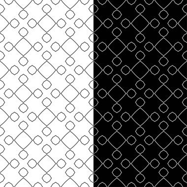 Geometrik süsler kümesi. Web, Tekstil ve duvar kağıtları için siyah ve beyaz Dikişsiz desen