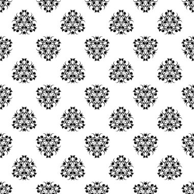 Beyaz arka planda siyah çiçek tasarım. Tekstil ve duvar kağıtları için seamless modeli