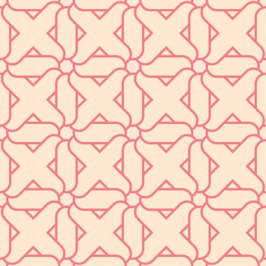 Kırmızı ve bej geometrik süsleme. Web, Tekstil ve duvar kağıtları için seamless modeli