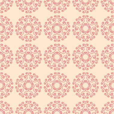 Bej renkli arka plan üzerinde kırmızı çiçekler. Tekstil ve duvar kağıtları için süs seamless modeli