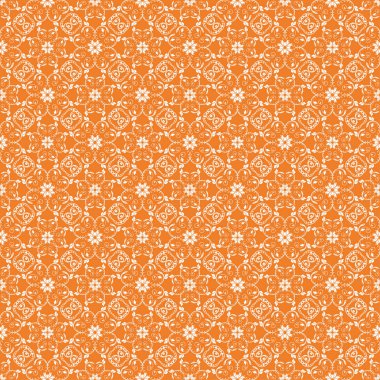 Turuncu çiçek süsleme beyaz elemanları ile. Tekstil ve duvar kağıtları için seamless modeli