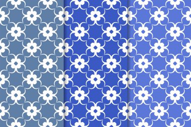 Çiçek süsler kümesi. Mavi dikey Dikişsiz desen. Duvar kağıdı arka plan