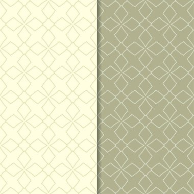 Zeytin yeşili geometrik süsler. Web, Tekstil ve duvar kağıtları için dikişsiz desen seti